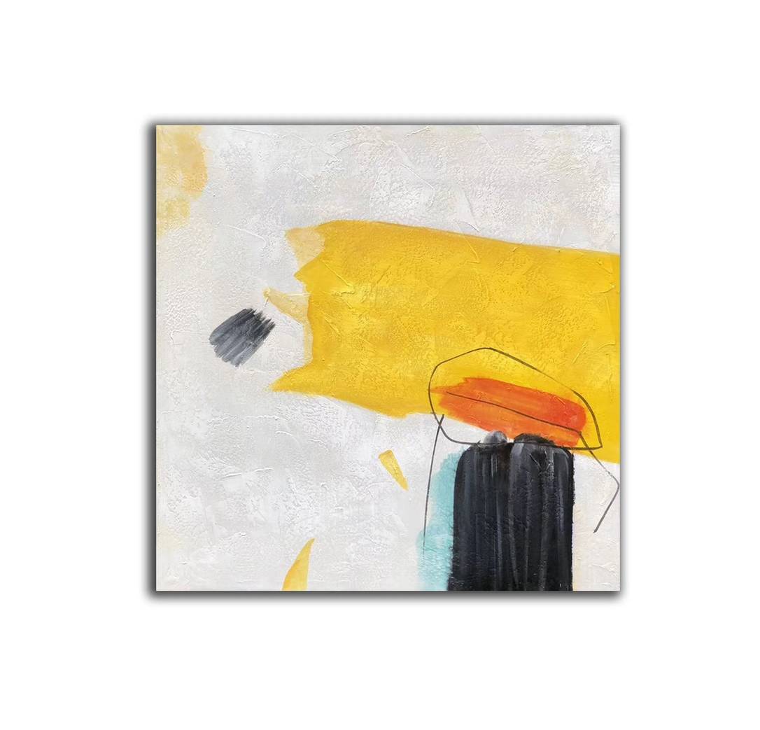 Yellow Hand-Painted White - handmade art gift for housewarming